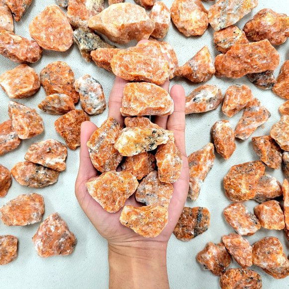 1 LB Orange Calcite Crystal Rough Stones Bulk Natural Healing Gemstones - Picture 1 of 3